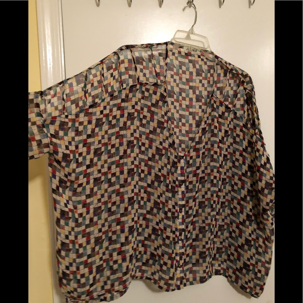 Colorful Cold Shoulder Womens Top Size XL